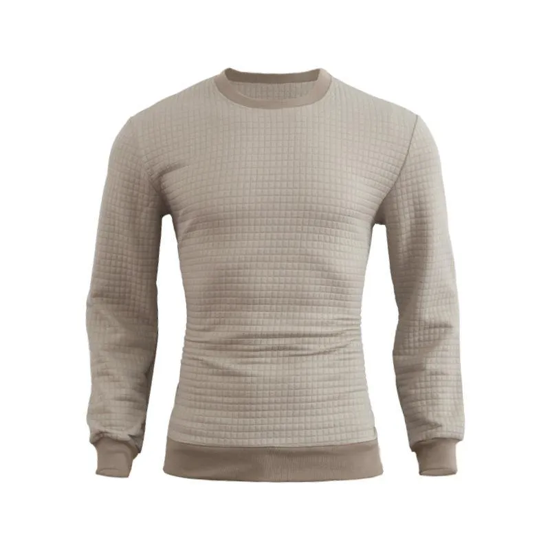 Men's Casual Crew Neck Waffle Sweater 24109627F