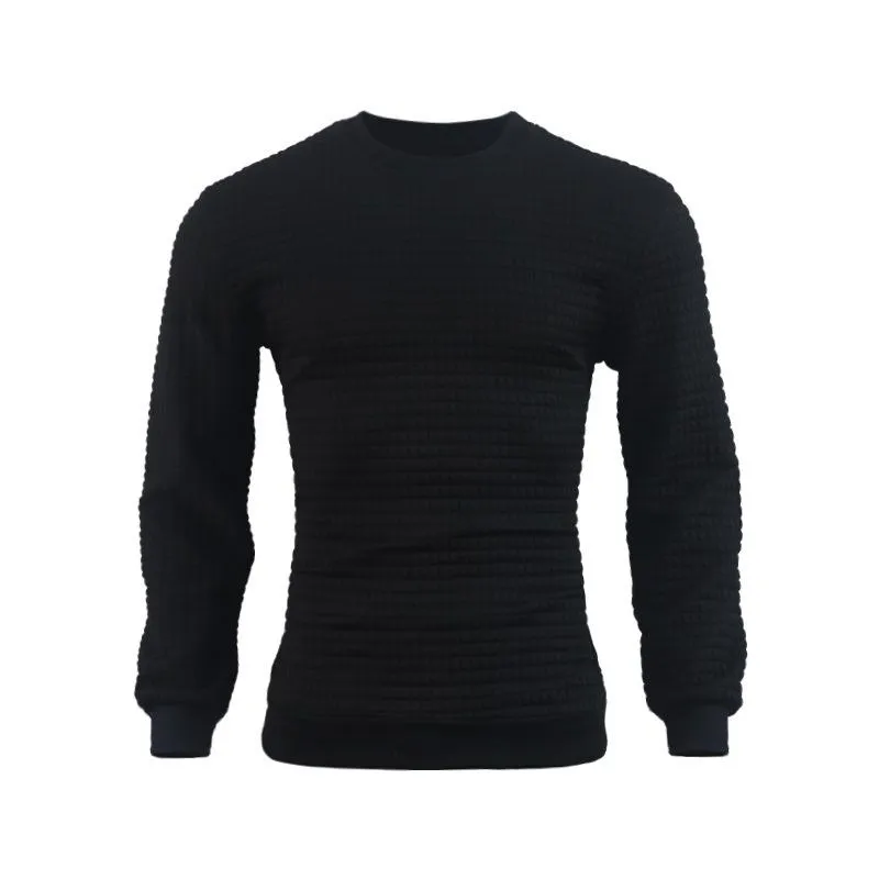 Men's Casual Crew Neck Waffle Sweater 24109627F