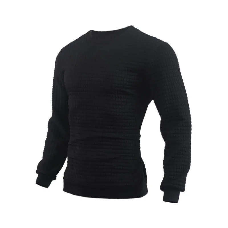 Men's Casual Crew Neck Waffle Sweater 24109627F