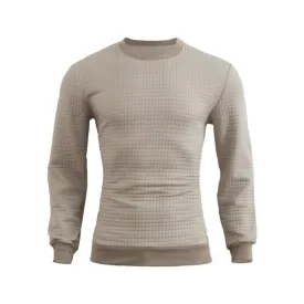 Men's Casual Crew Neck Waffle Sweater 24109627F