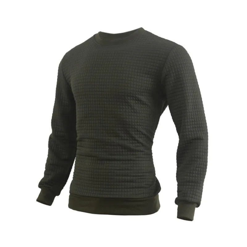 Men's Casual Crew Neck Waffle Sweater 24109627F