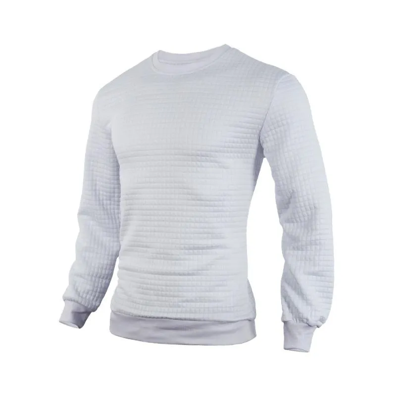 Men's Casual Crew Neck Waffle Sweater 24109627F