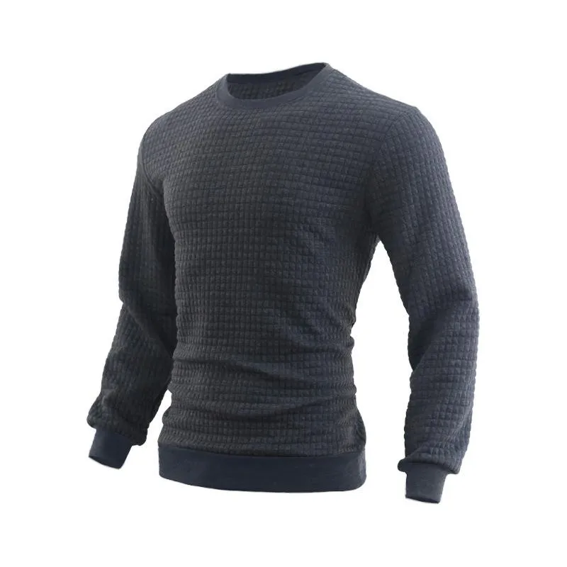 Men's Casual Crew Neck Waffle Sweater 24109627F