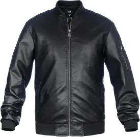 Mens Faux Leather Jacket, Padded Windbreaker, Motorcycle Biker Bomber Coat with Hood