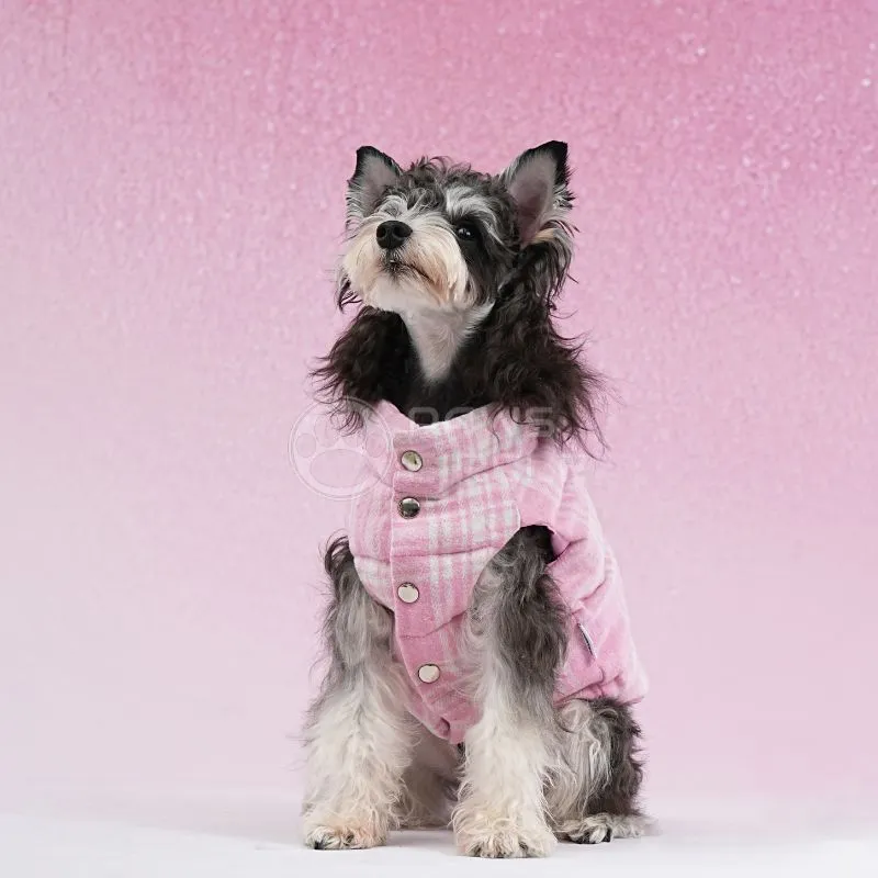 PAWSMOMENT™ Reversible Plaid Puffer Vest- Pink