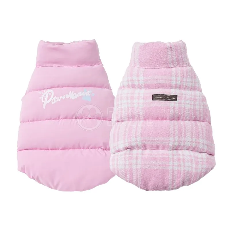 PAWSMOMENT™ Reversible Plaid Puffer Vest- Pink