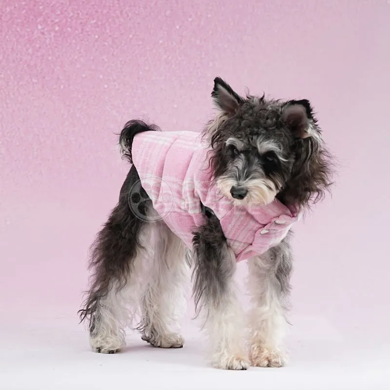 PAWSMOMENT™ Reversible Plaid Puffer Vest- Pink