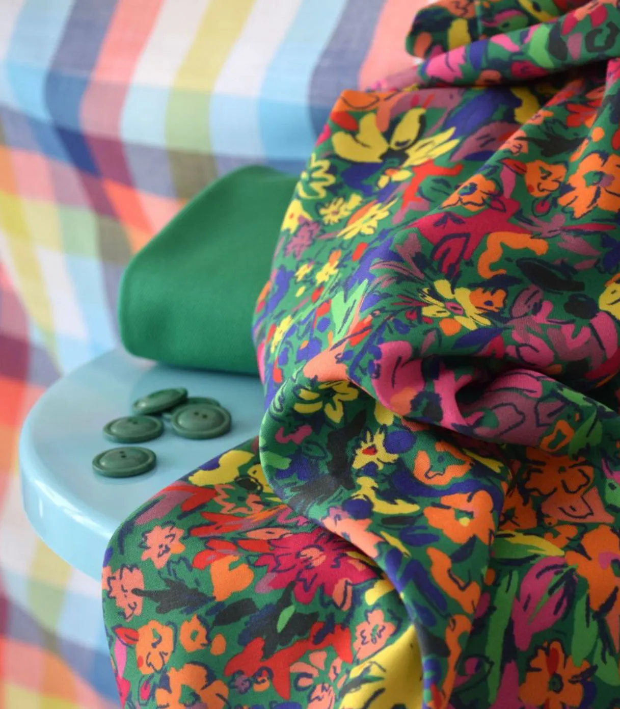 REMNANT 0.97 Metres - Cousette - Spring Green Cotton Gabardine Fabric