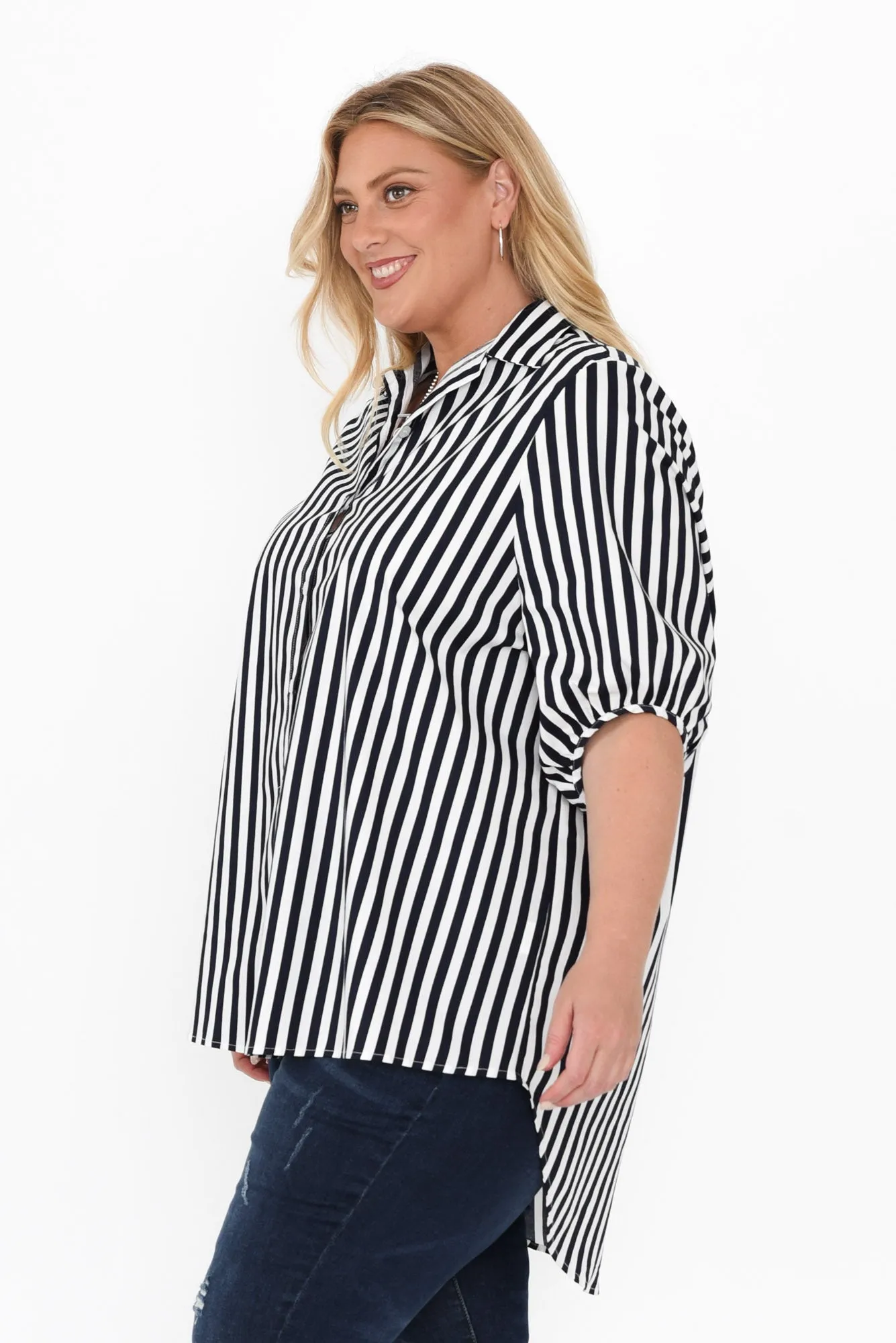 Sadie Navy Stripe Cotton Tunic Top