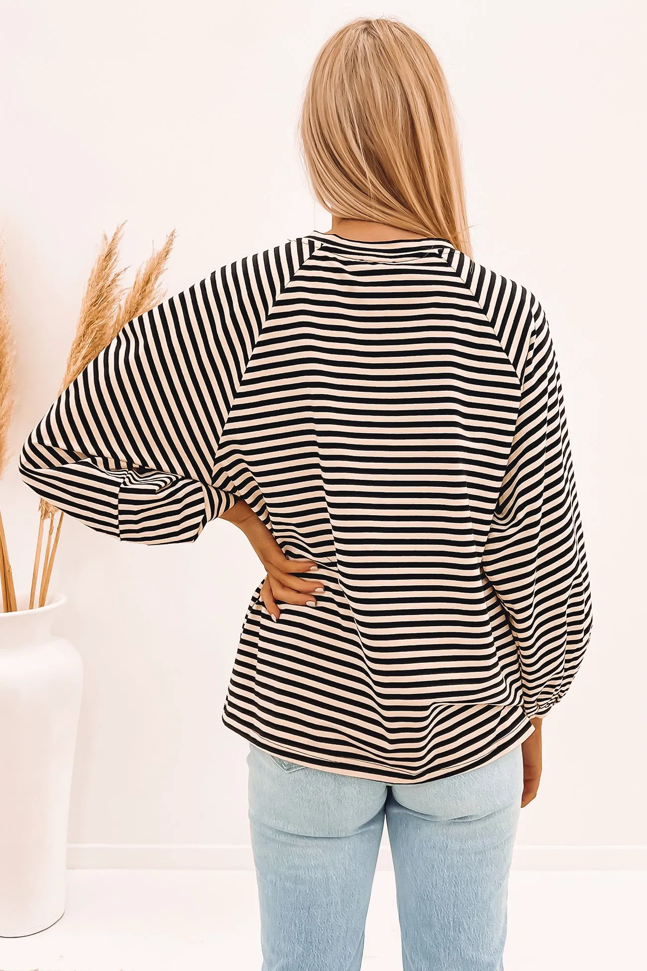 Sierra Balloon Sleeve Beaded Top Beige Black