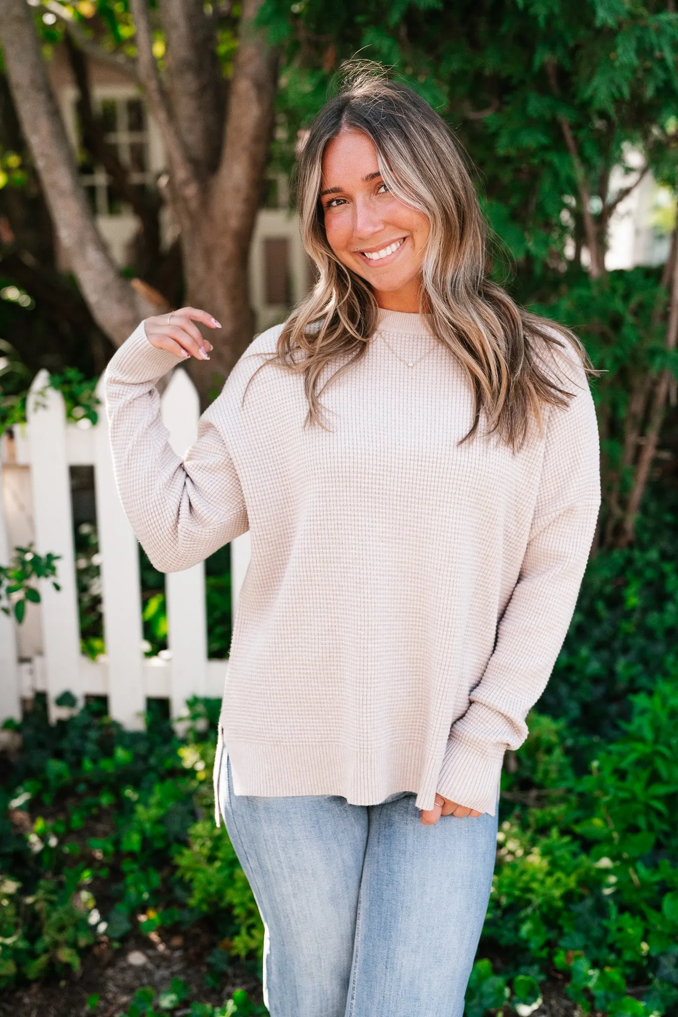 That Girl Oversized Waffle Knit Sweater