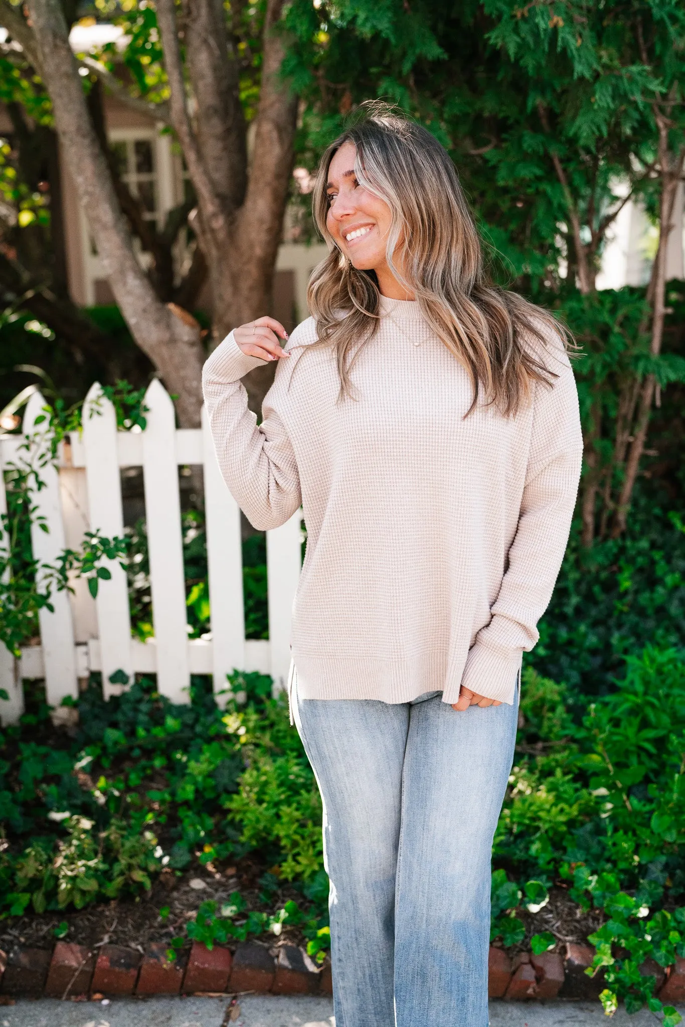 That Girl Oversized Waffle Knit Sweater