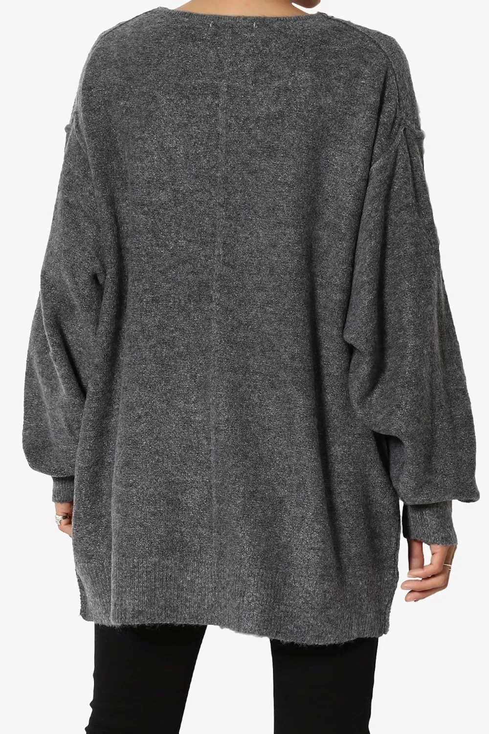 TheMogan S~3X Loose Button Front Long Sleeve Melange Color Knit Cardigan Sweater