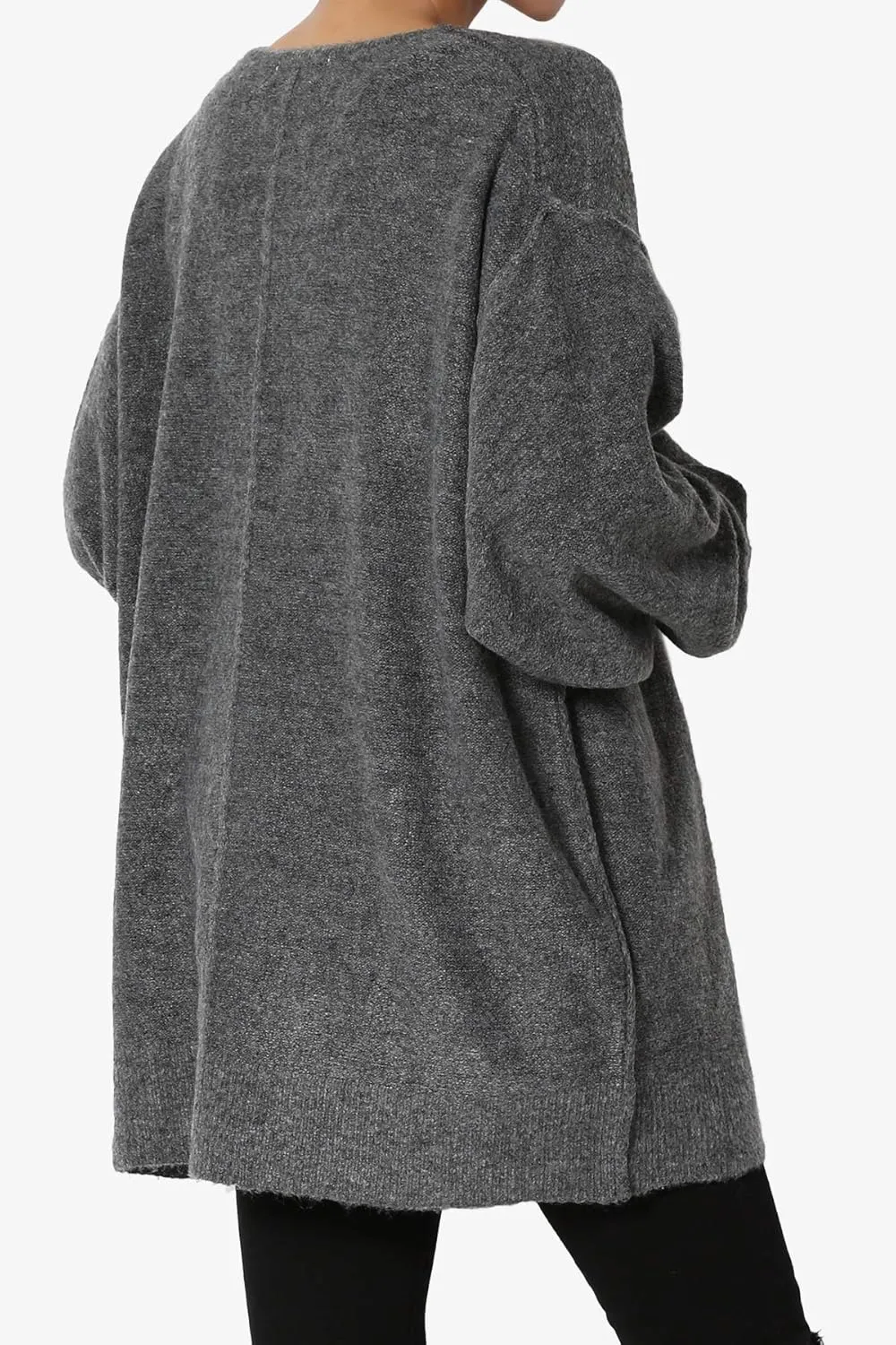 TheMogan S~3X Loose Button Front Long Sleeve Melange Color Knit Cardigan Sweater