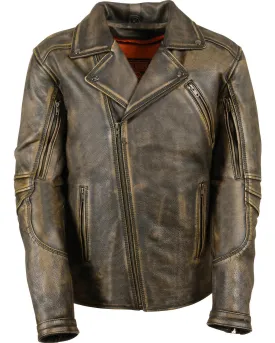 Triple Stitch Extra Long Biker Jacket For Men