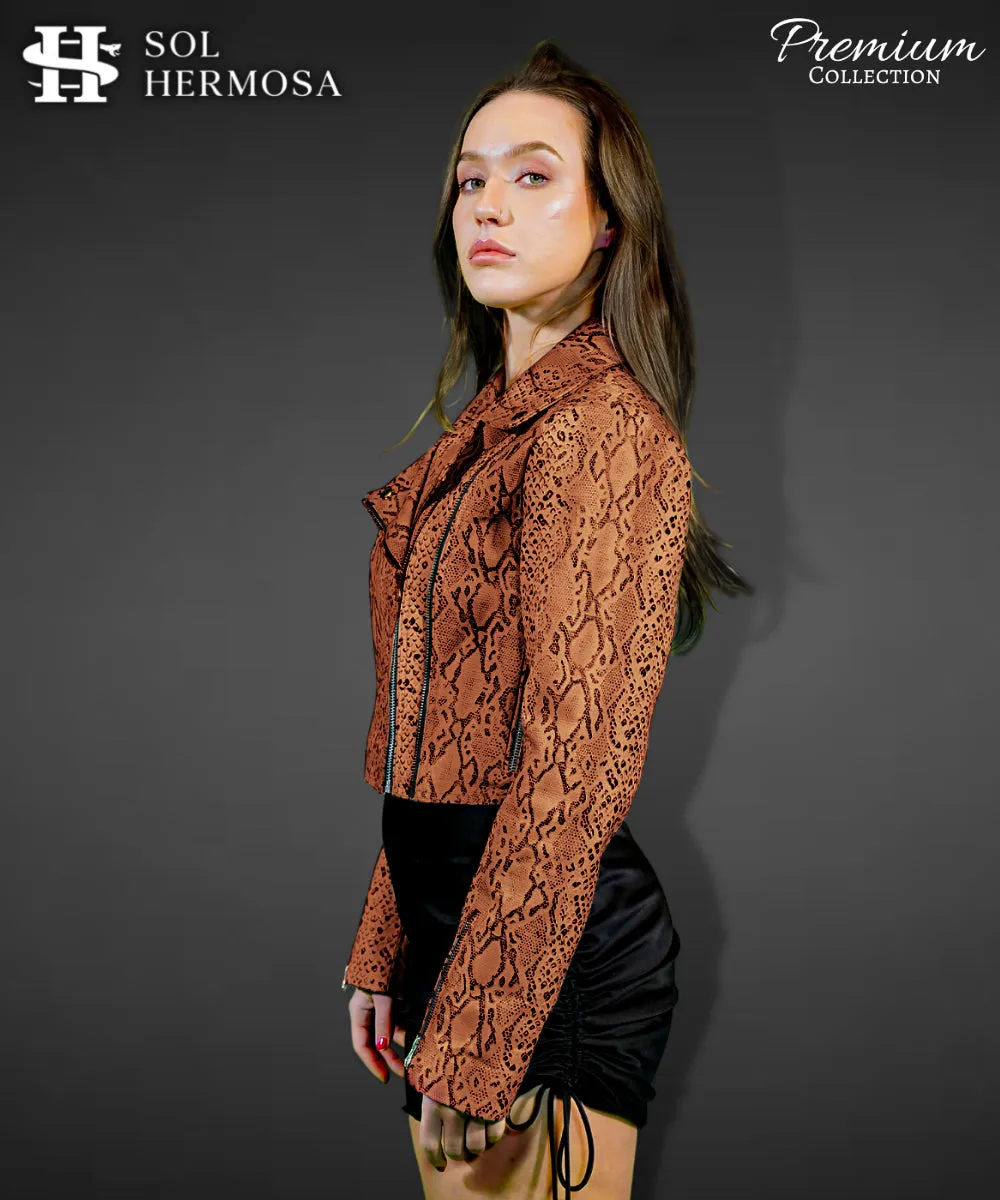 Women's Cropped Leather Jacket - Roselyn