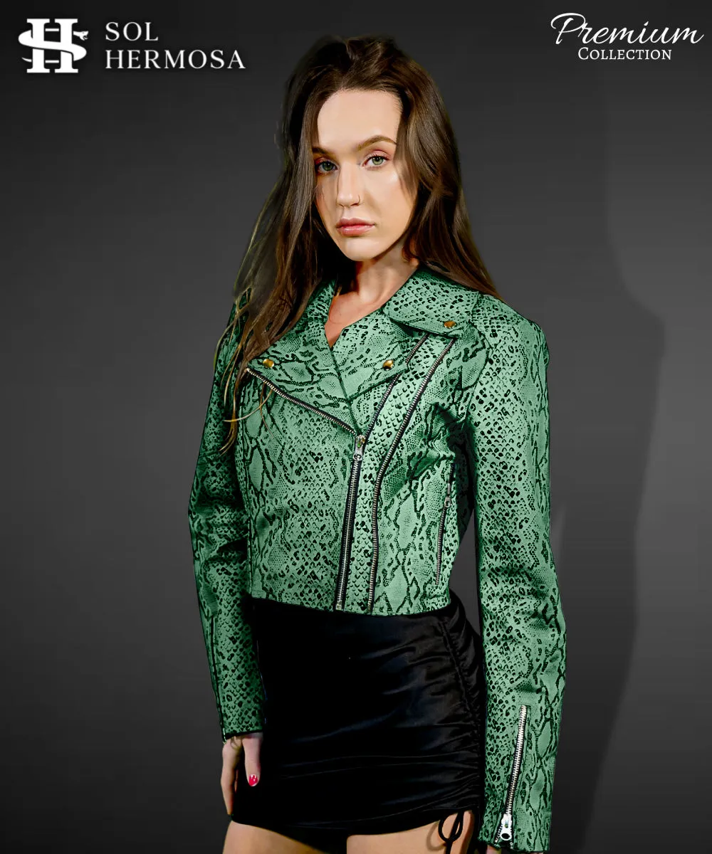 Women's Cropped Leather Jacket - Roselyn