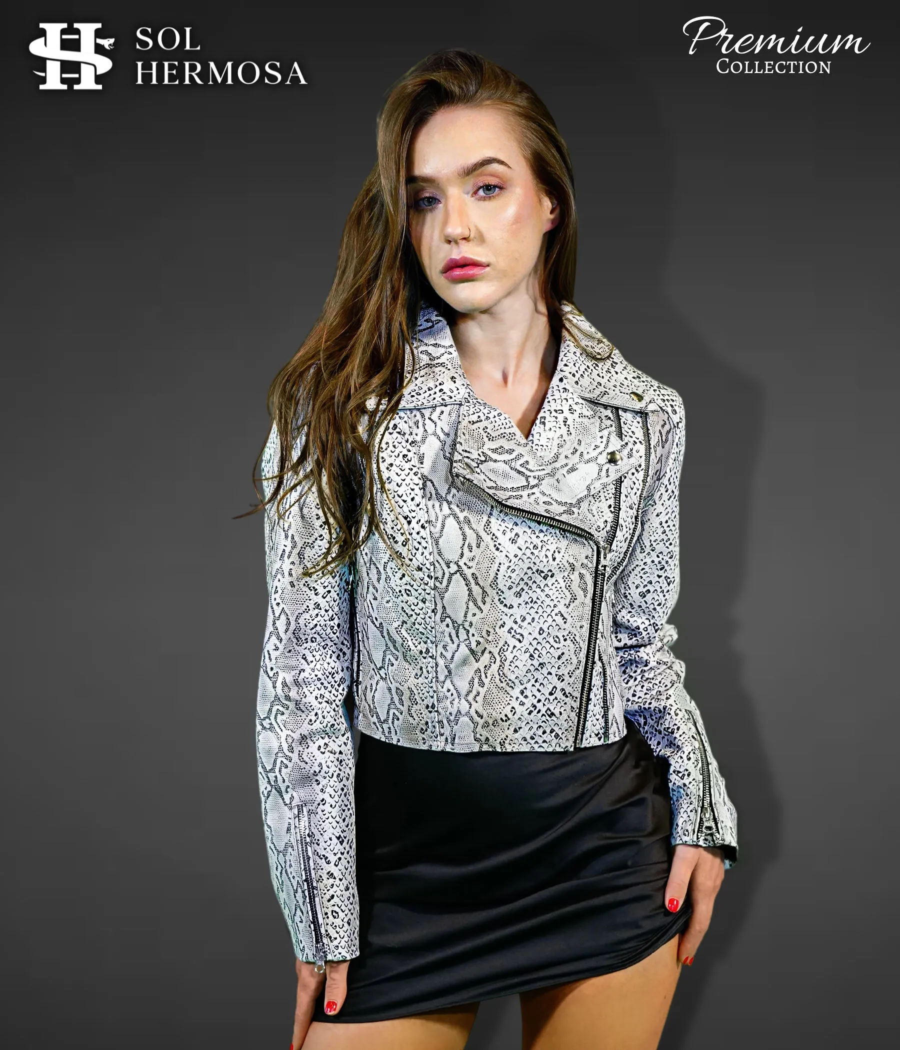 Women's Cropped Leather Jacket - Roselyn