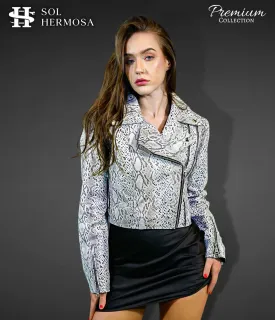 Women's Cropped Leather Jacket - Roselyn