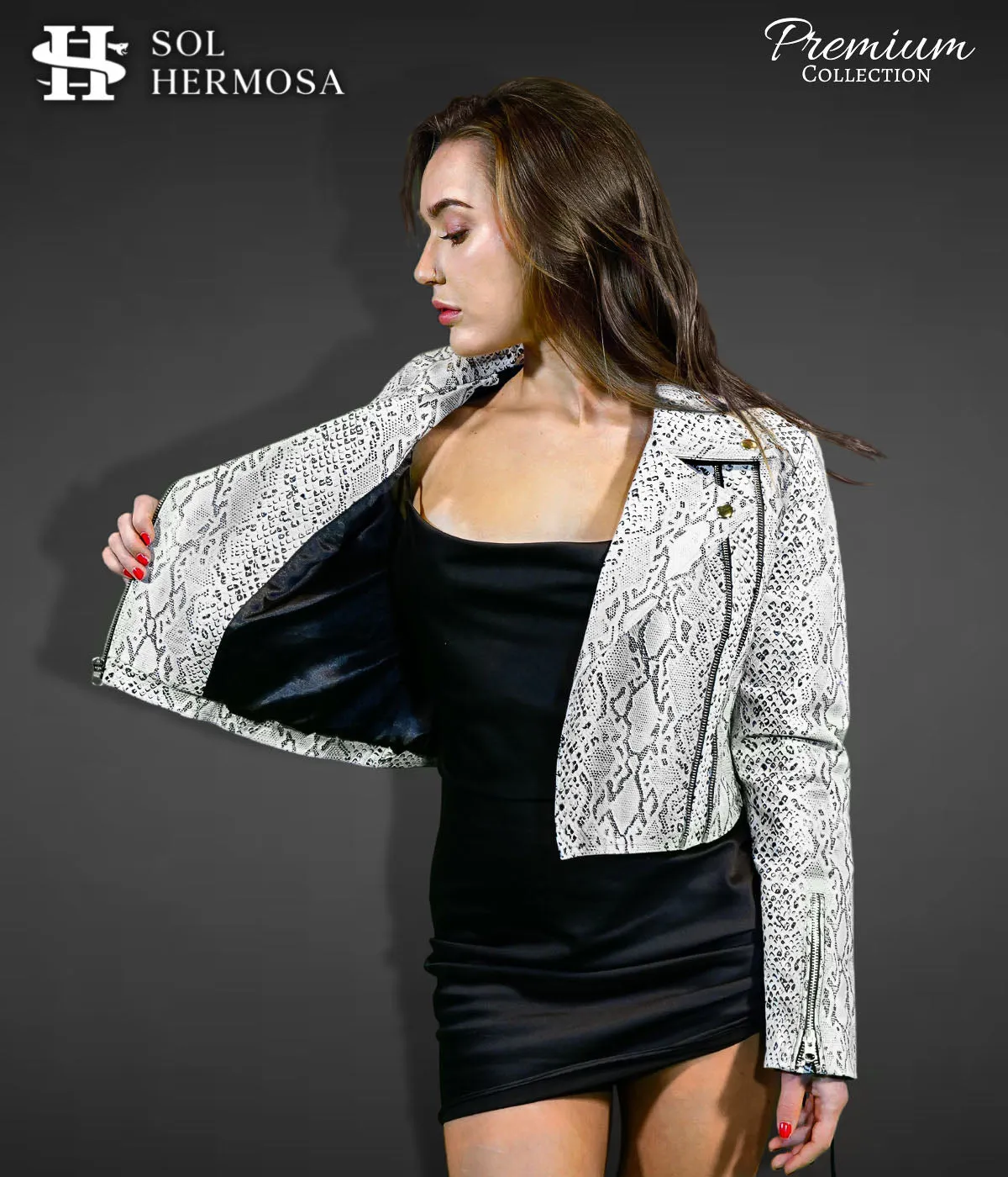 Women's Cropped Leather Jacket - Roselyn