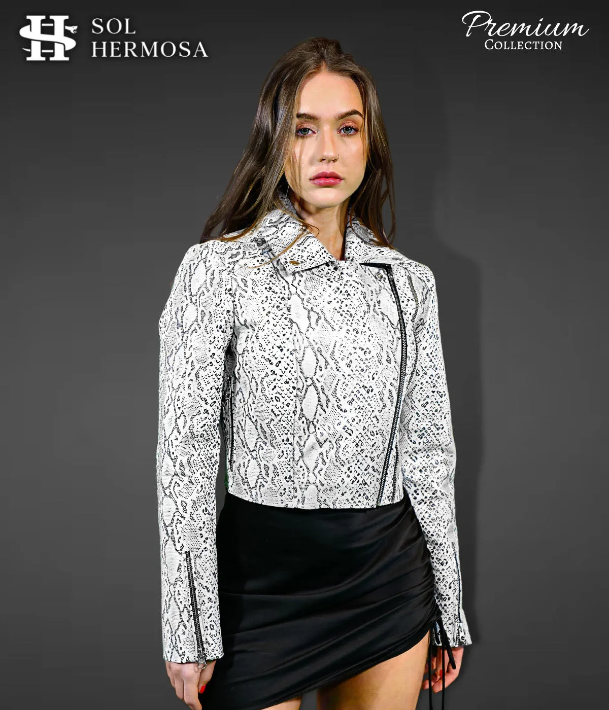 Women's Cropped Leather Jacket - Roselyn