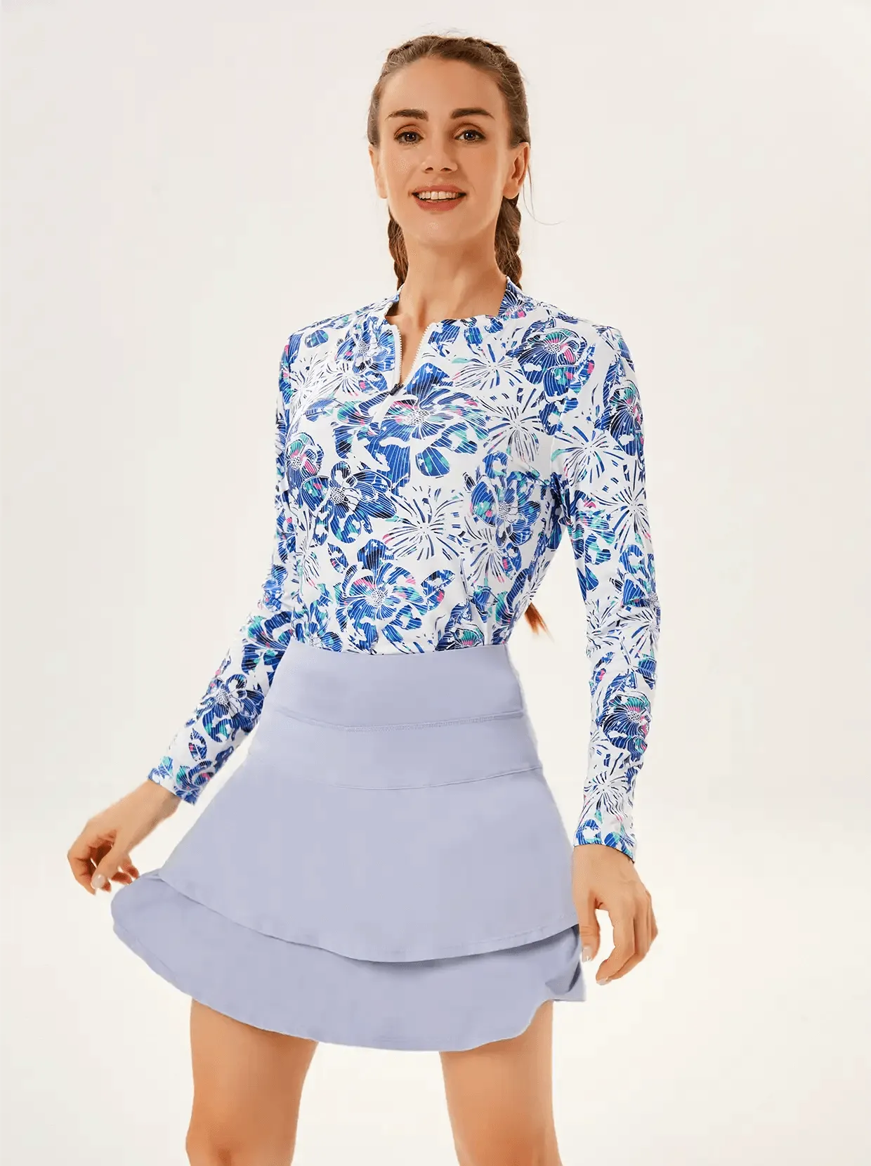 Women's Ruffle Pleated Tennis Skort with Shorts and Pockets