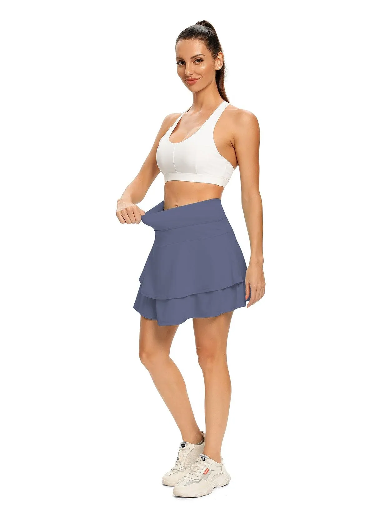 Women's Ruffle Pleated Tennis Skort with Shorts and Pockets