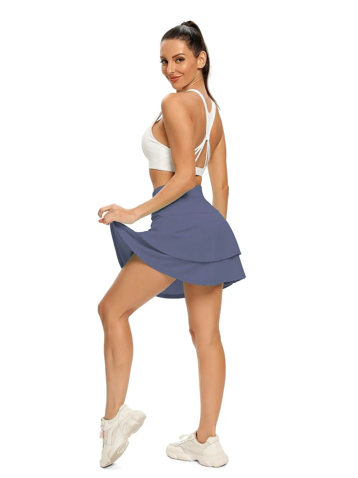 Women's Ruffle Pleated Tennis Skort with Shorts and Pockets