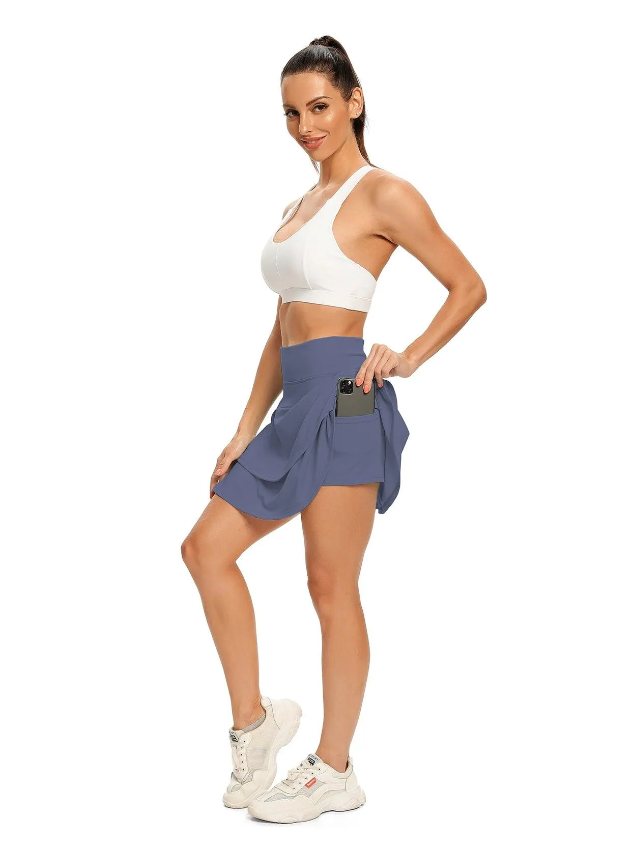 Women's Ruffle Pleated Tennis Skort with Shorts and Pockets