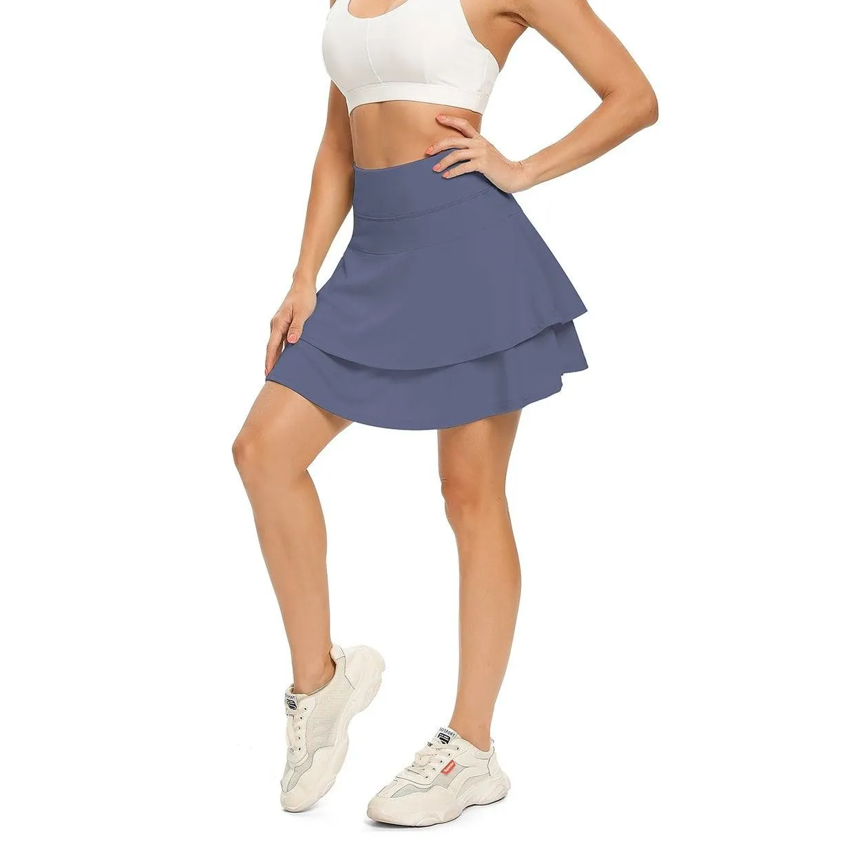 Women's Ruffle Pleated Tennis Skort with Shorts and Pockets