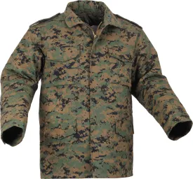 Woodland Digital Camo - Tactical M-65 Field Jacket Army Coat M1965 - Poly/Cotton with Liner