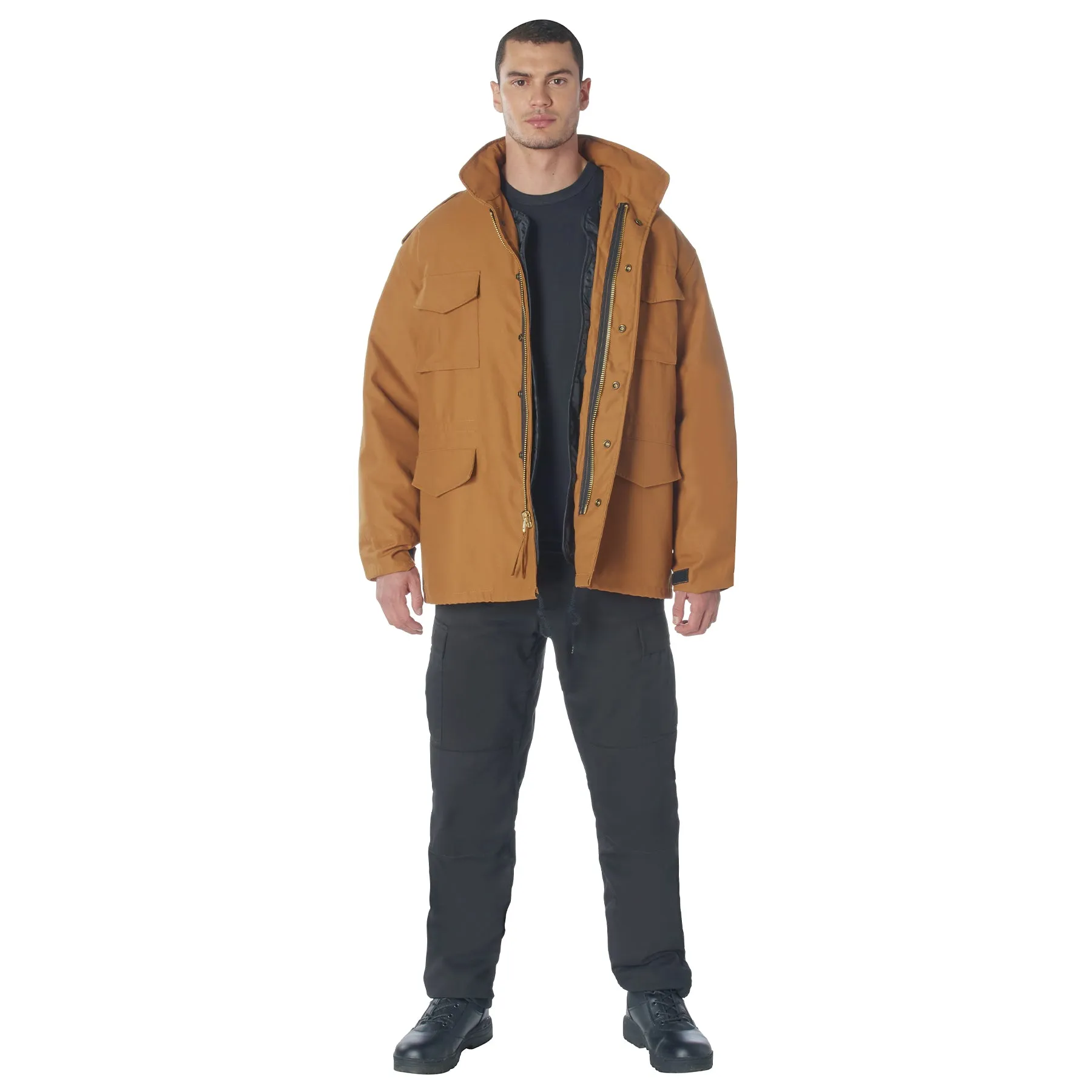 Work Brown - Tactical M-65 Field Jacket Army Coat M65 - Poly/Cotton with Liner