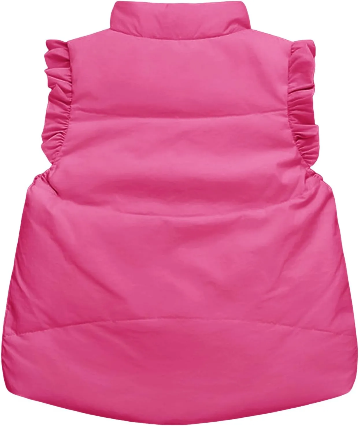 Wyeysyt Toddler Girls Ruffle Puffer Vest Button Sleeveless Padded Gilet Winter Cute Jackets Outwear 4-7 Years